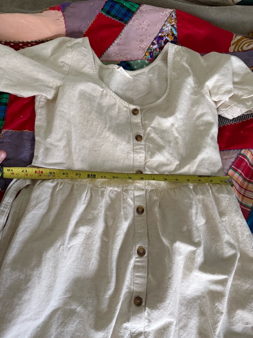 Little Cottonwood Cream Button-Front Short Sleeve Midi Dress - Picture 2 of 3